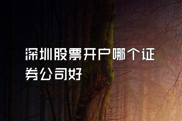 深圳股票开户哪个证券公司好