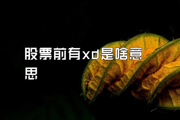 股票前有xd是啥意思