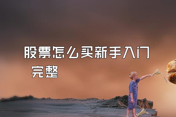 股票怎么买新手入门 完整