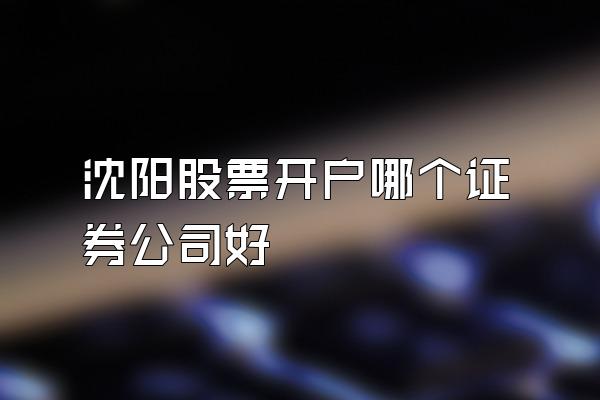 沈阳股票开户哪个证券公司好