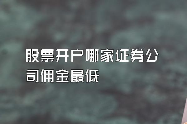 股票开户哪家证券公司佣金最低