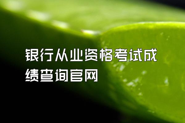 银行从业资格考试成绩查询官网