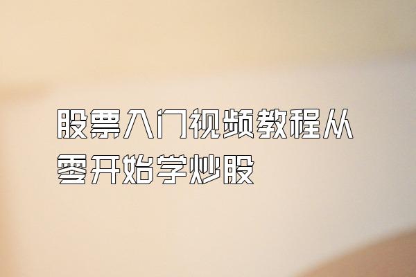 股票入门视频教程从零开始学炒股