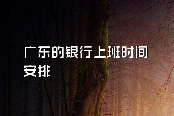 广东的银行上班时间安排