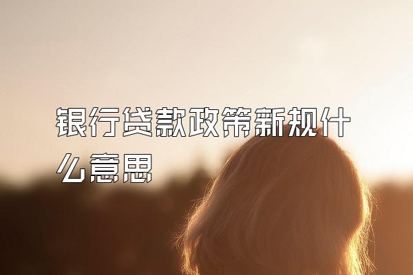 银行贷款政策新规什么意思