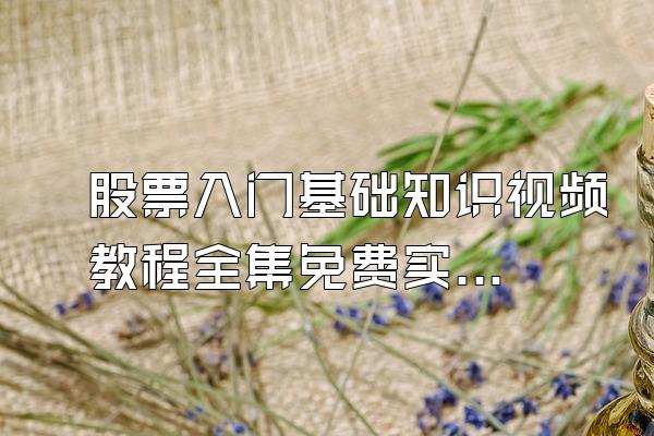 股票入门基础知识视频教程全集免费实在在学好炒股